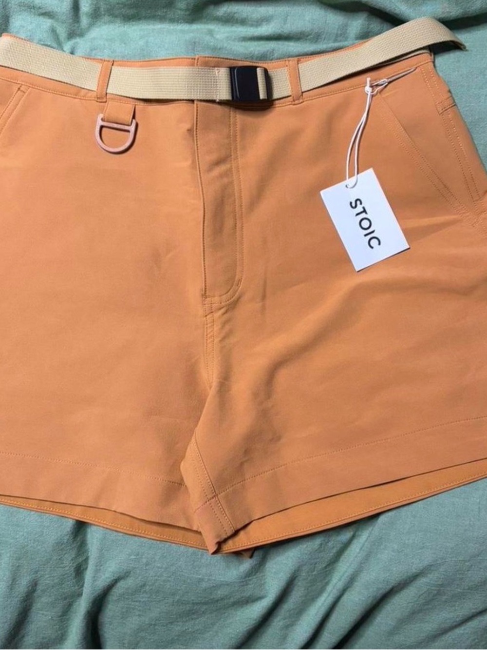 Stoic Women's High-Rise Peach Athletic Shorts with Belt